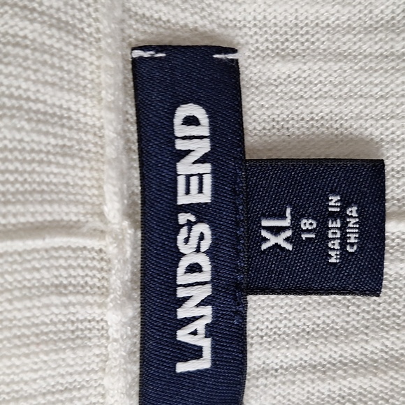 Lands' End White Blue Two Tone Striped Nautical Open Front Cardigan Size XL - Picture 11 of 14
